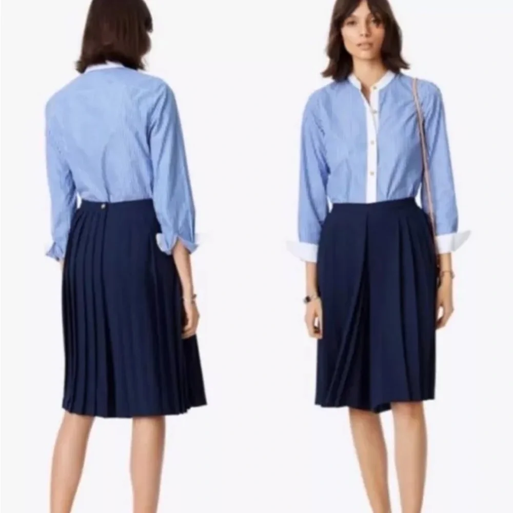 Tory Burch‎ Faye Pleated Culottes Tory Navy Blue Knee Length Size 6 Retails $298